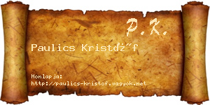 Paulics Kristóf névjegykártya
